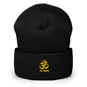 "OM NAMA SHIVAYA" Printed Cuffed Beanie