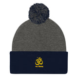 "Om Nama Shivaya" Printed Pom-Pom Beanie