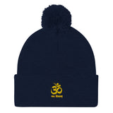 "Om Nama Shivaya" Printed Pom-Pom Beanie