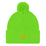 "Om Nama Shivaya" Printed Pom-Pom Beanie