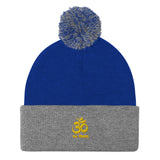 "Om Nama Shivaya" Printed Pom-Pom Beanie